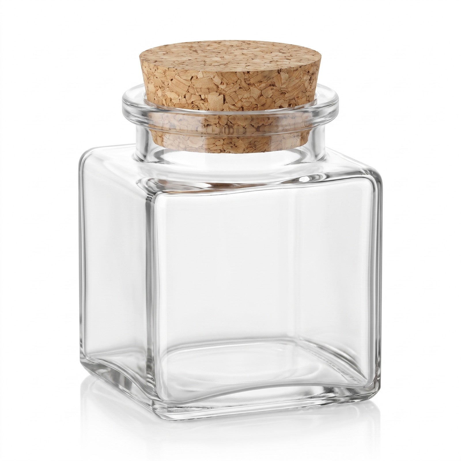 glasgefäß, gläserner behälter, korkdeckel, vorratsglas, quadratischesglas