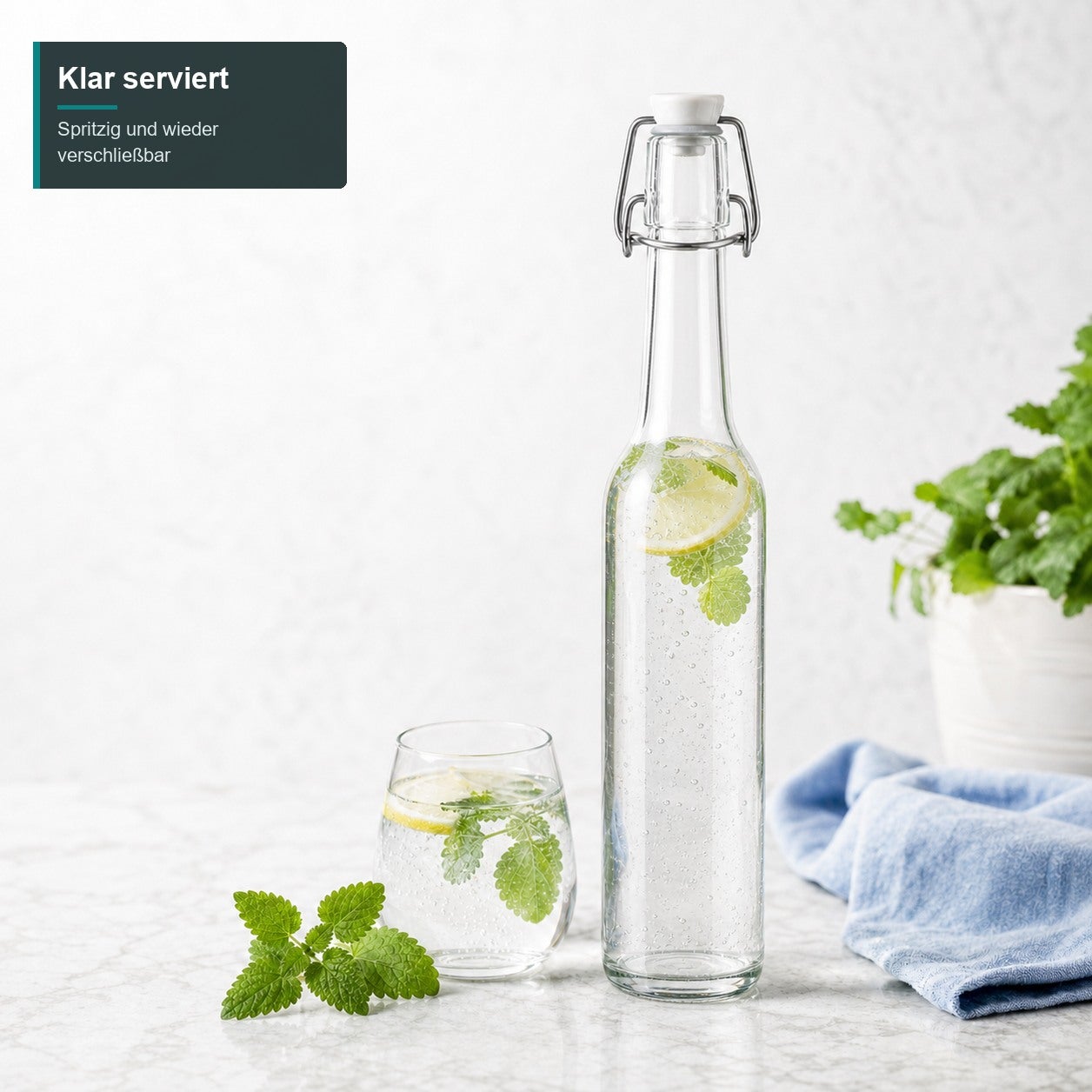 500 ml Bügelflasche Klar - SERVIEREN