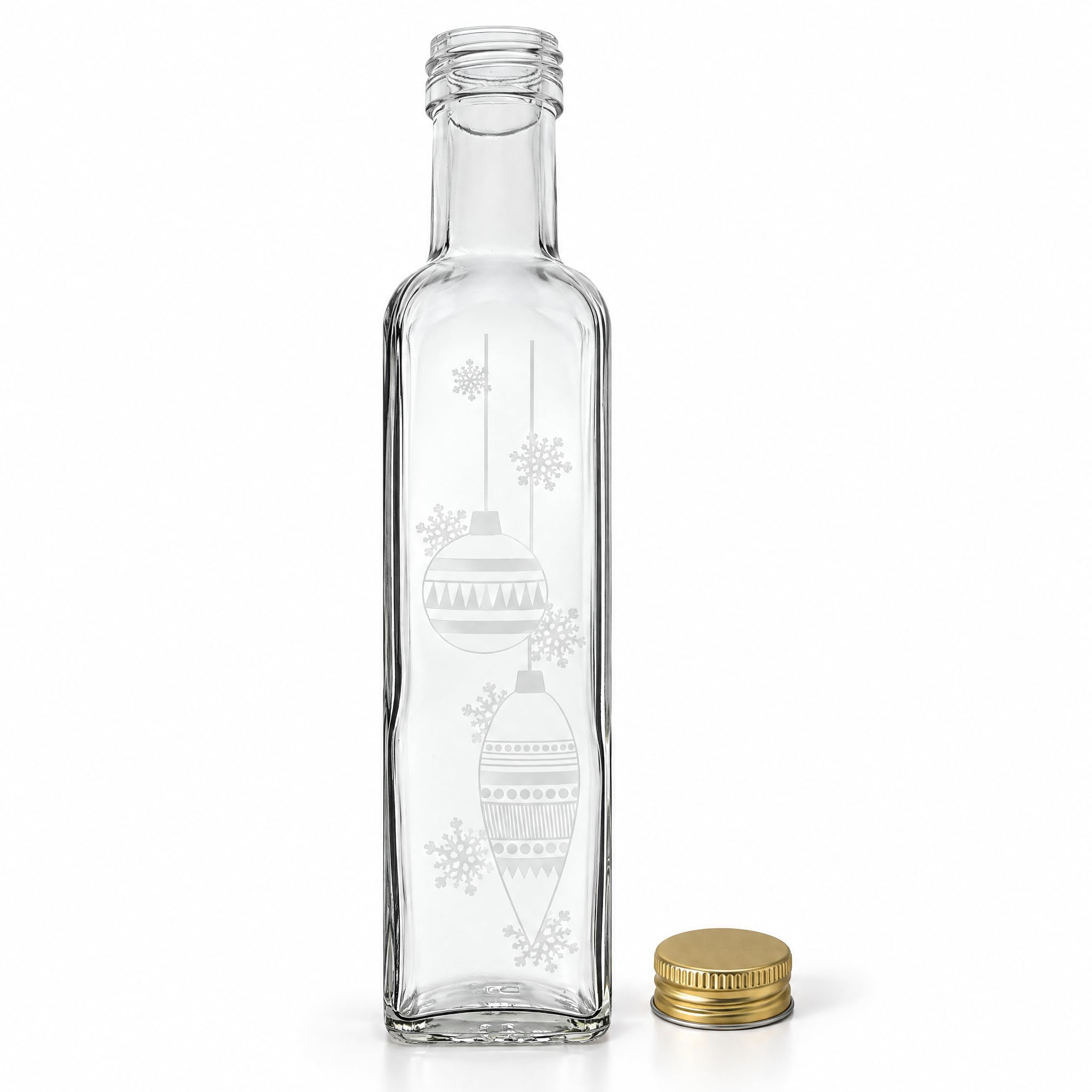 Maraska250 ml · Gold-Ausführung · Verschlussdetail, Glasflasche, Weihnachtsdeko, Sektflasche, Korken, transparente Flasche