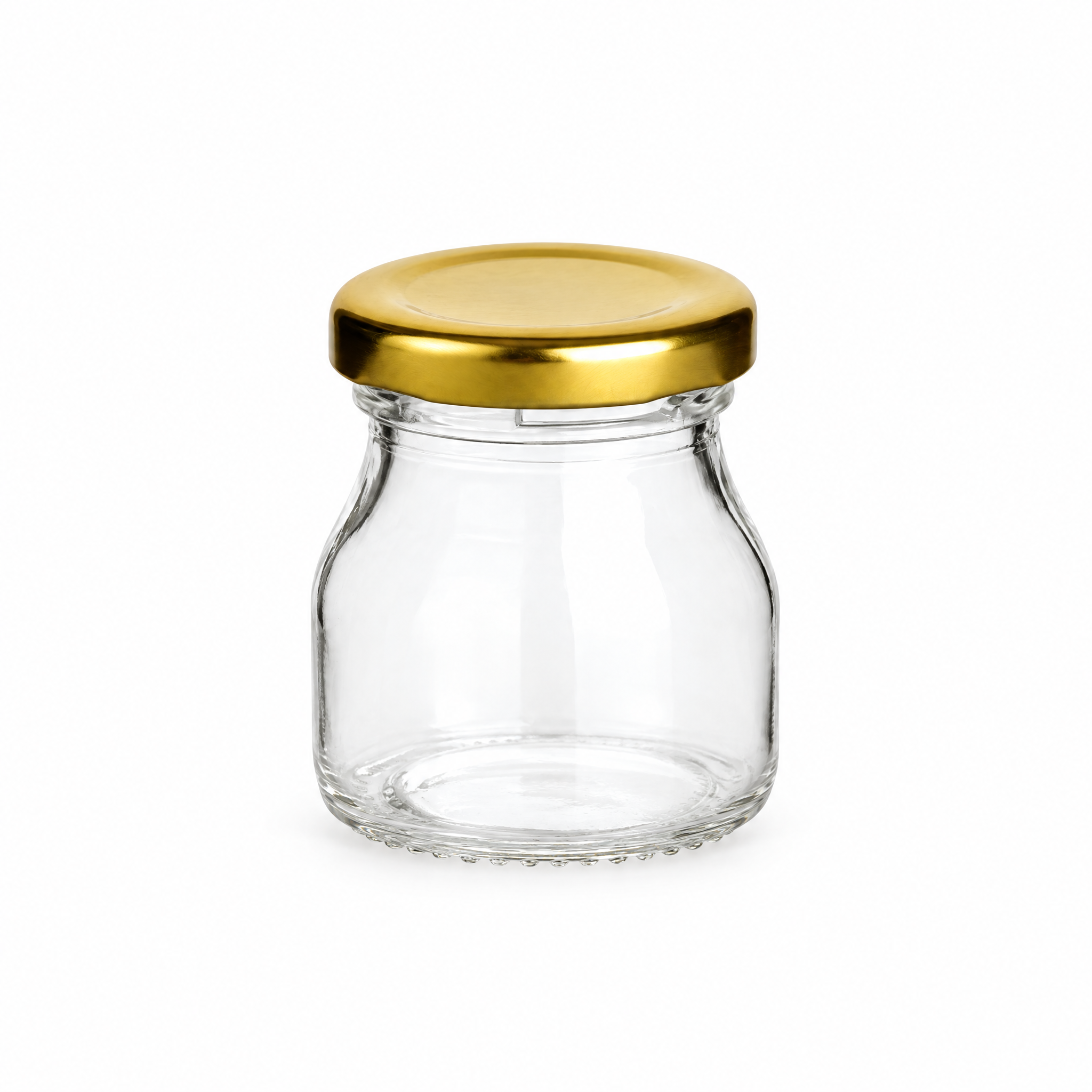 GLA1065.1 – Produkt- und Verschlussansicht, Vorratsglas, Klarglas, Goldener Schraubdeckel