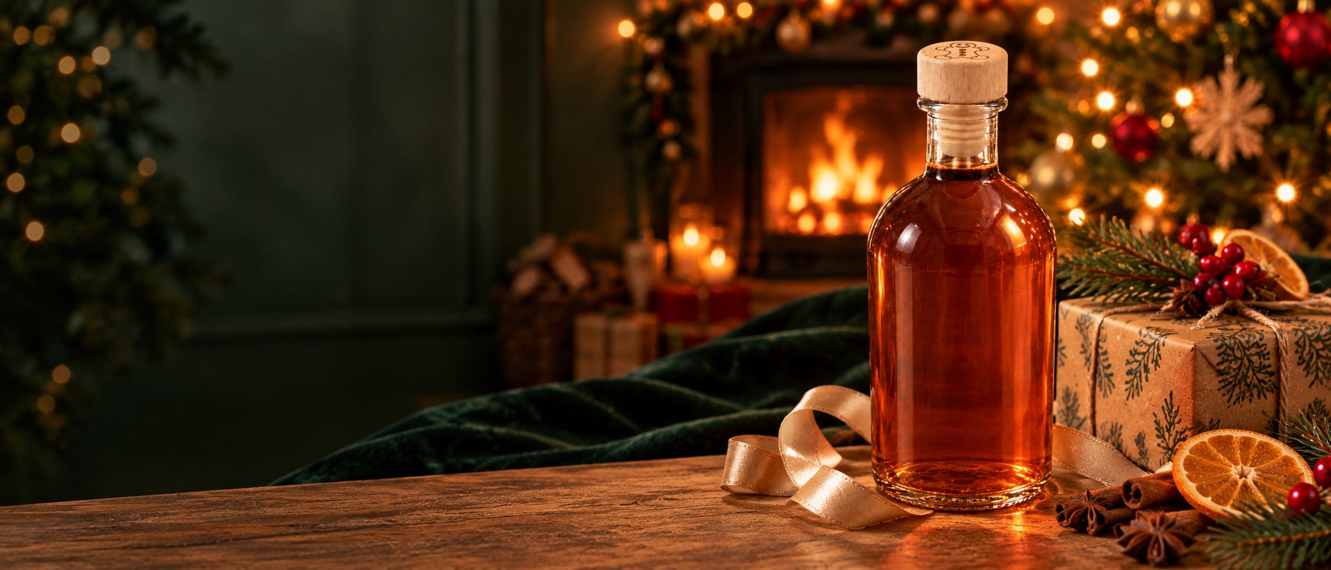Selbstgemachte Geschenke mit Weihnachtsgravur im Kaminlicht
