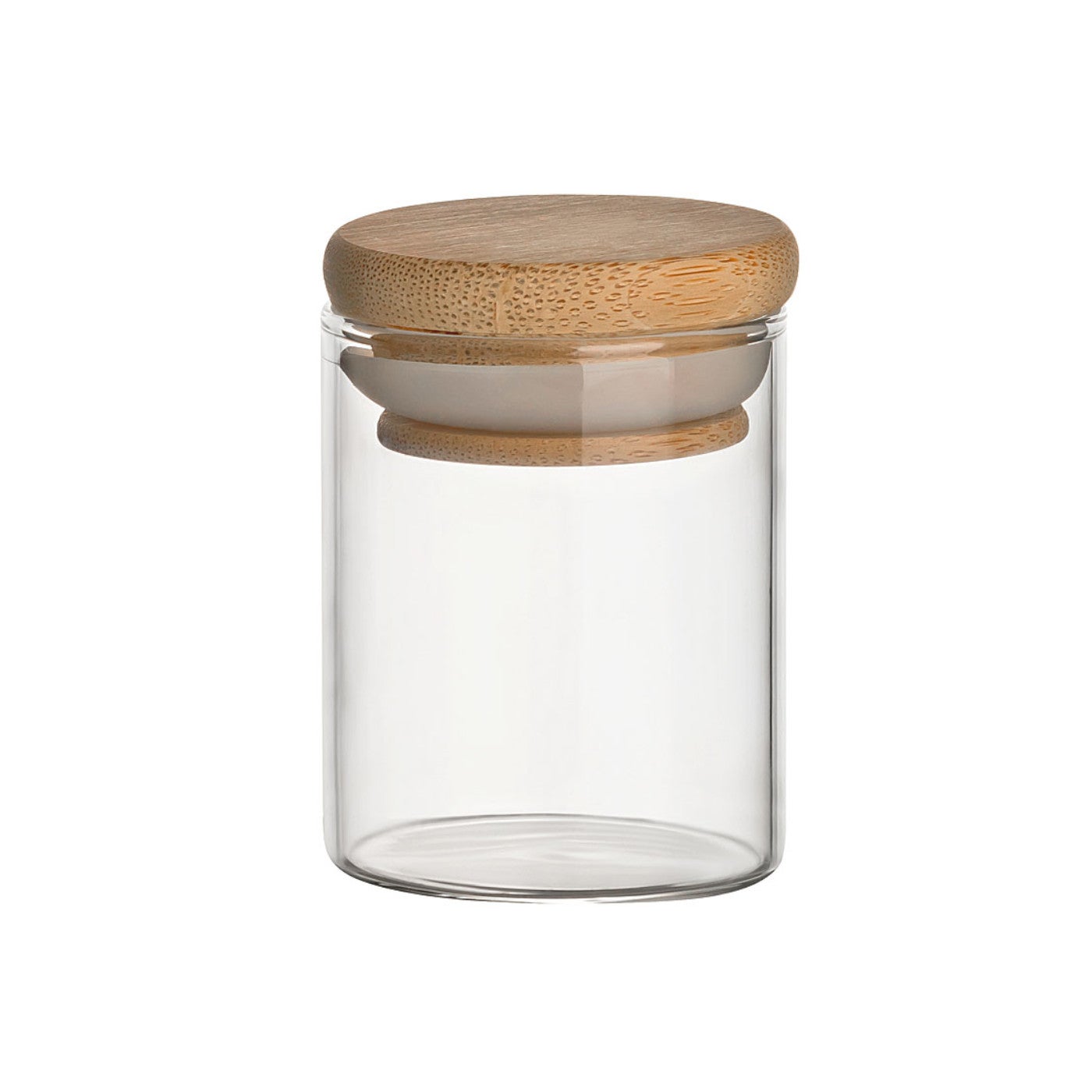 50 ml Borosilikatglas rund mit Bambusdeckel 50 ml Borosilikatglas rund mit Bambusdeckel