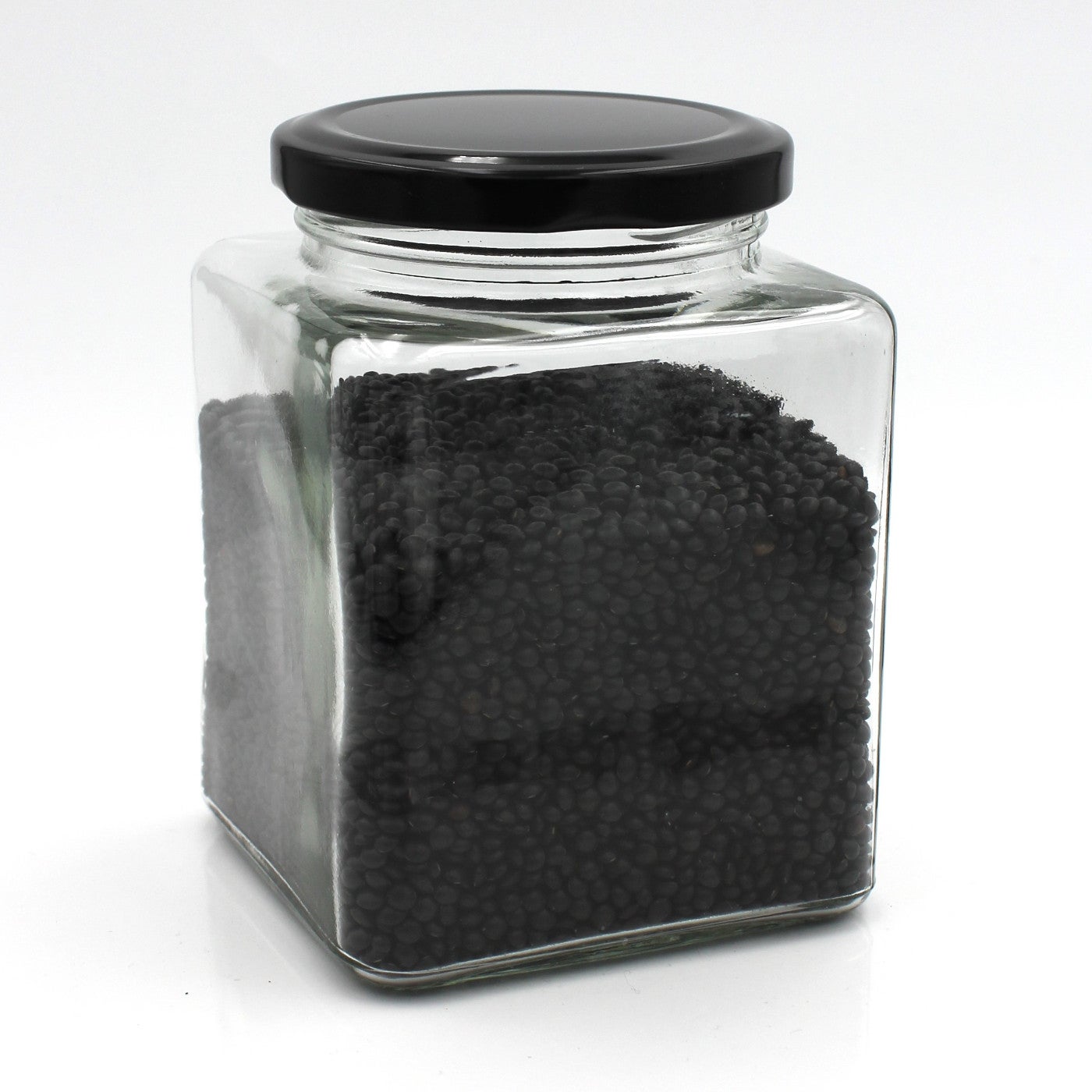500 ml Einmachglas Quadrat mit Schraubdeckel Schwarz