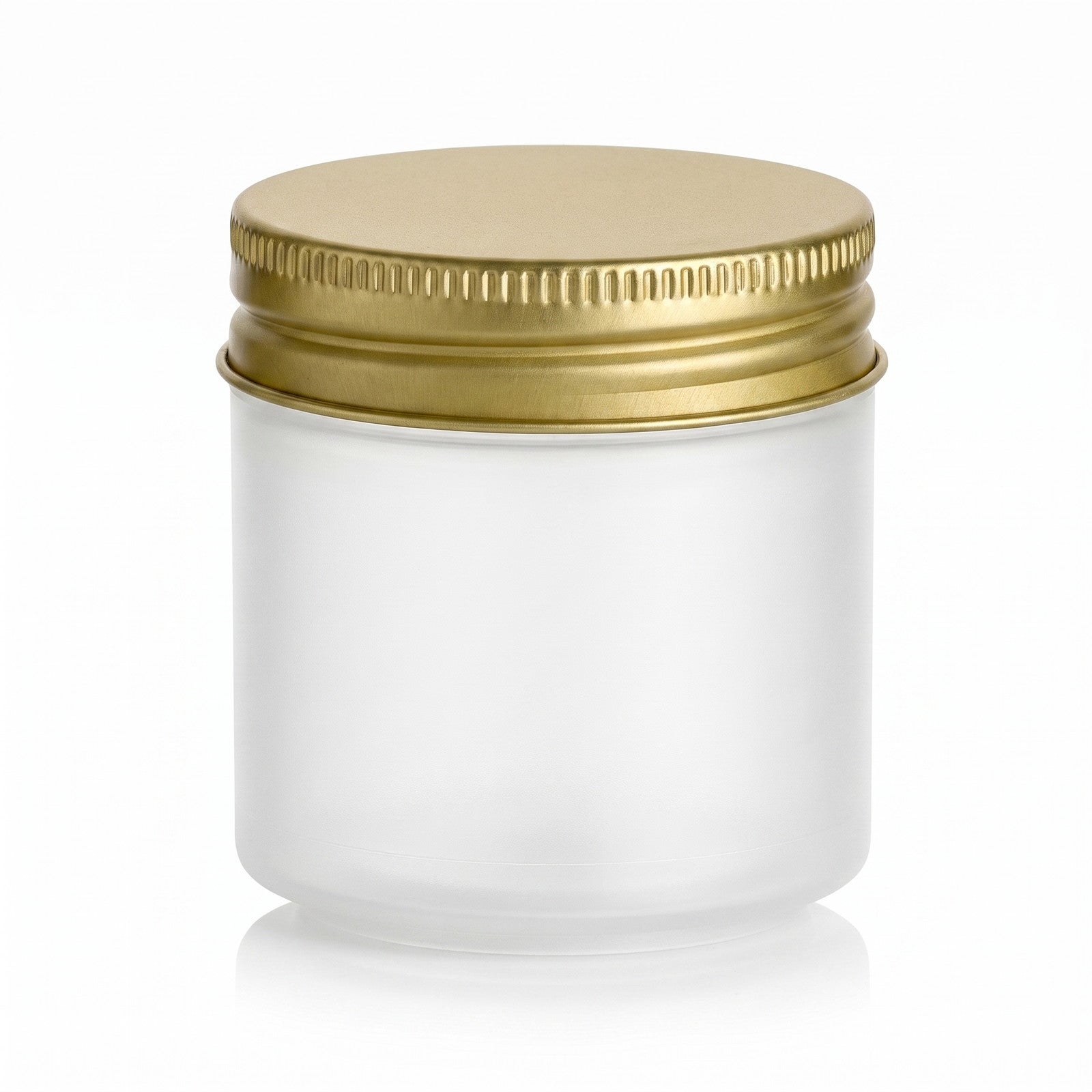 Glasbehälter, Kunststoffbehälter, Golddeckel, Leerer Behälter, Rundbehälter