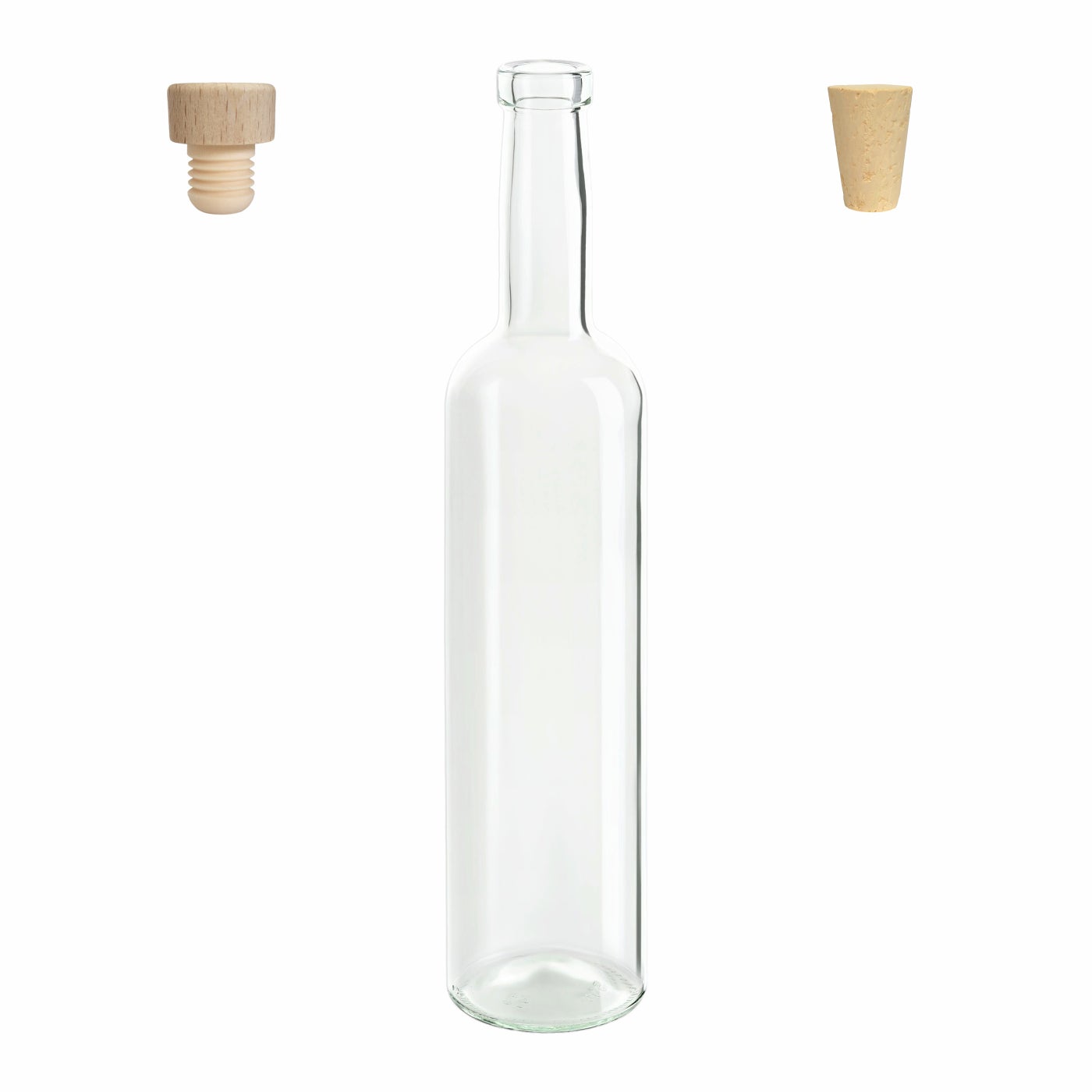 500 ml Bordeaux Korkmündung - 3 Varianten wählbar Glas, Flasche