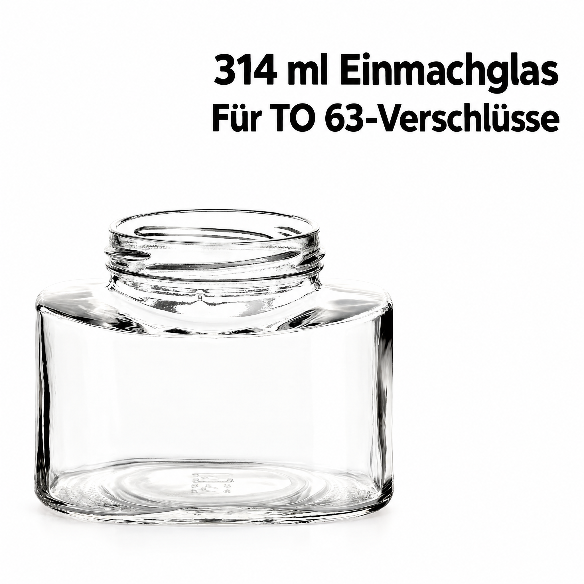 GLA1030_COMMON – Produkt- und Verschlussansicht, Einmachglas, Glas, transparent, 314 ml, TO-63-Verschluss
