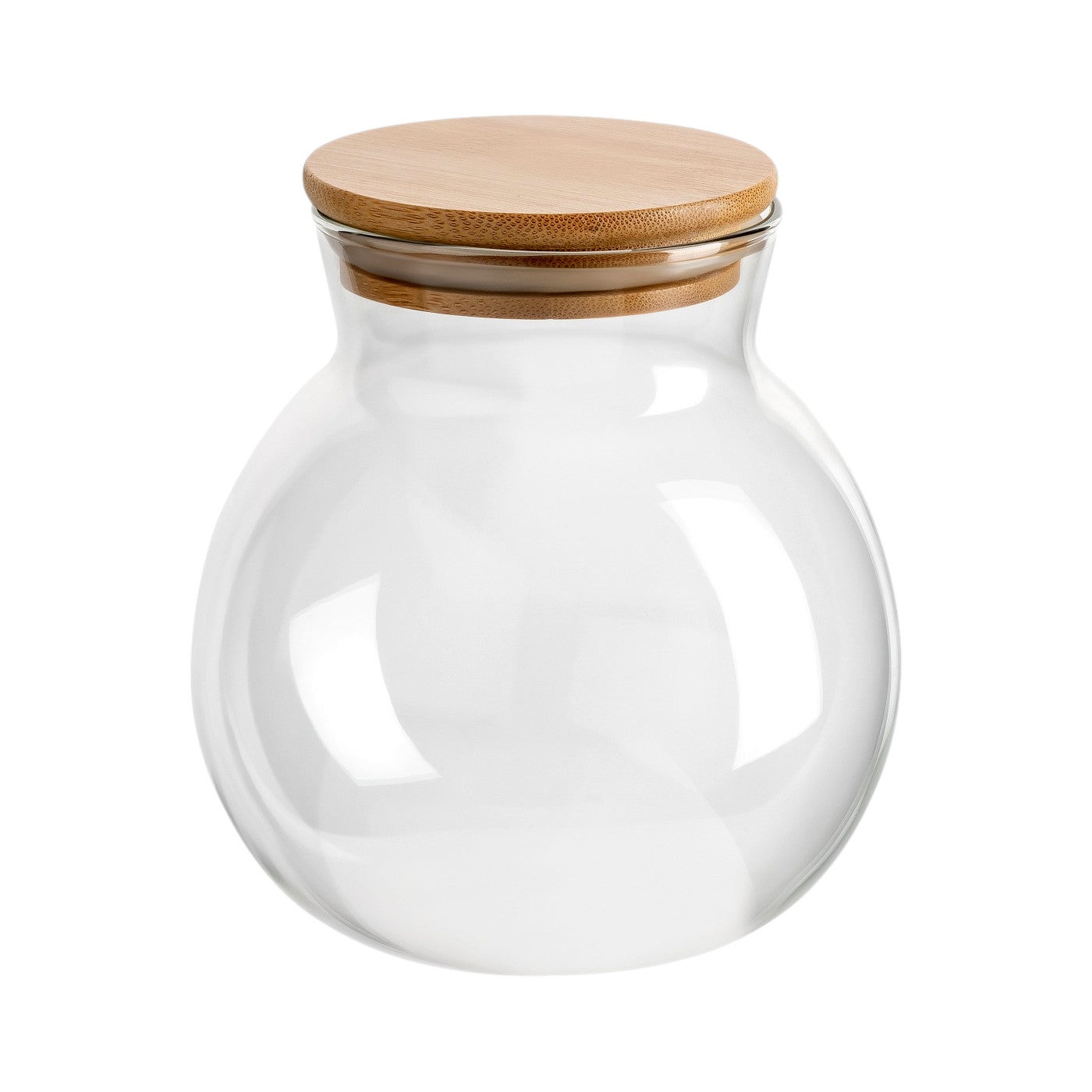 1000 ml Borosilikatglas Ball mit Bambusdeckel 1000 ml Borosilikatglas Ball mit Bambusdeckel