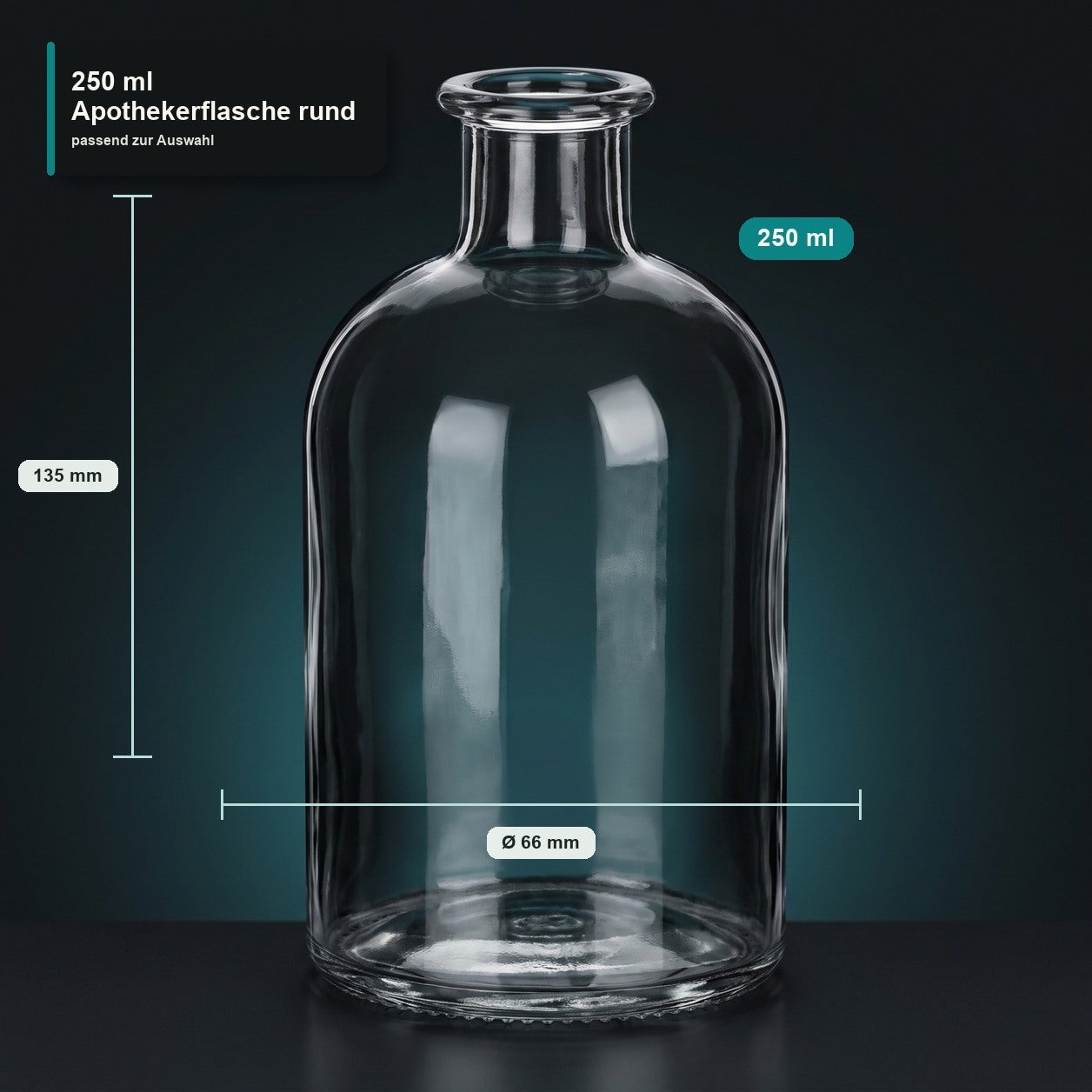 250 ml Apothekerflasche rund - MASSE