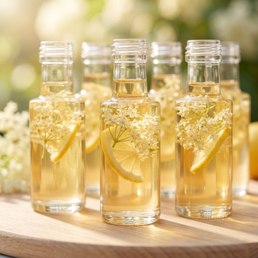 Holunderblütensirup in Mini-Flaschen