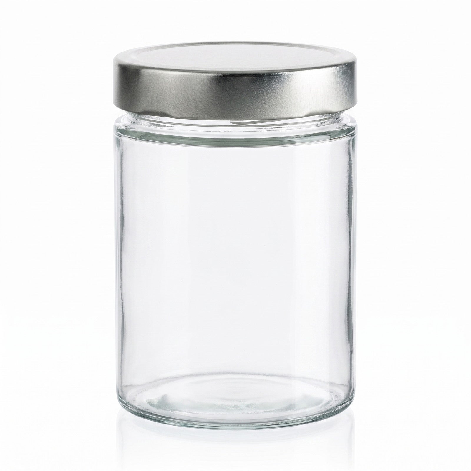 glasbehälter, aufbewahrungsbehälter, leeres Glasgefäß, metallverschluss, transparentes Glas