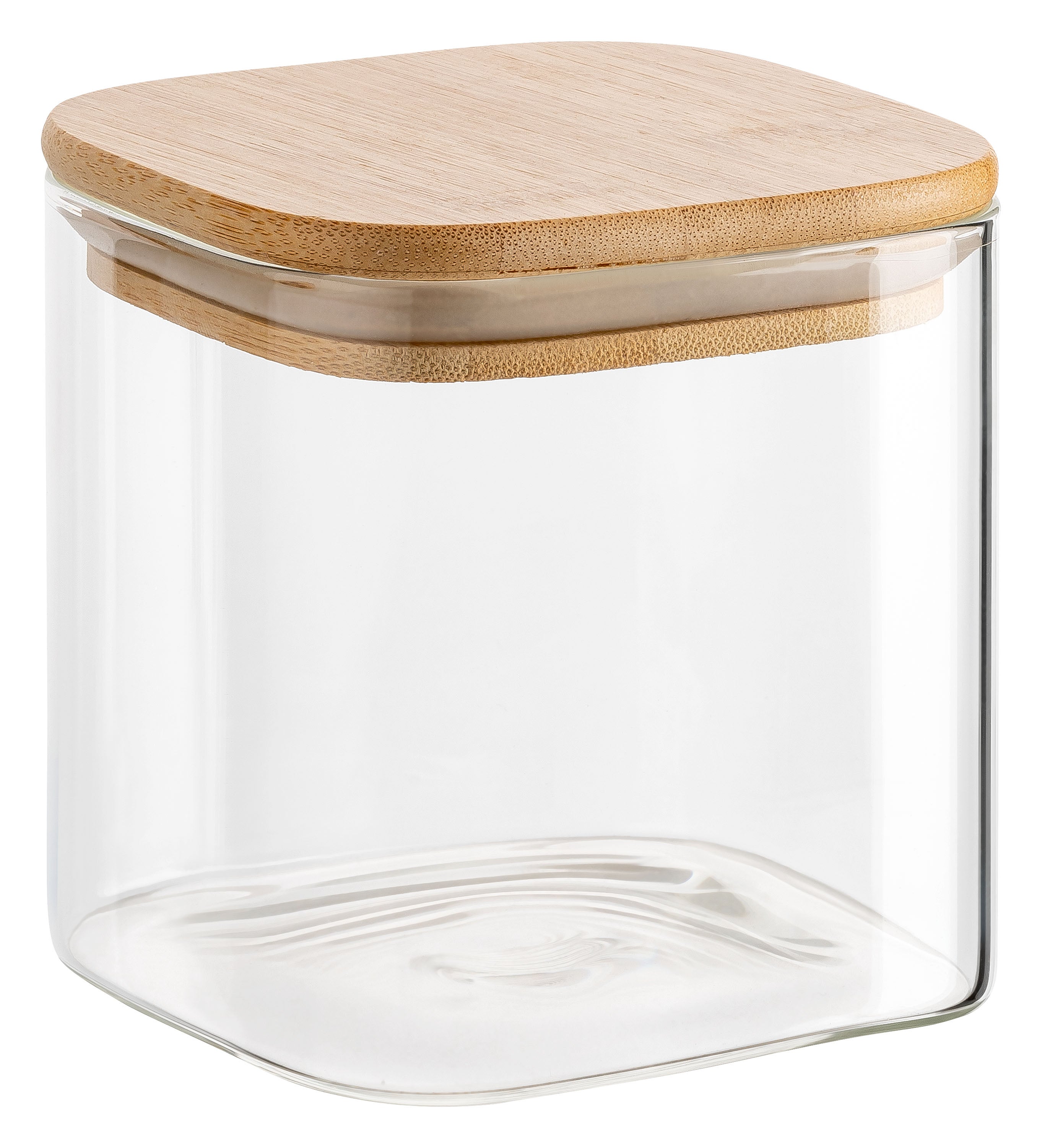 800 ml Borosilikatglas Quadrat mit Bambusdeckel 800 ml Borosilikatglas Quadrat mit Bambusdeckel
