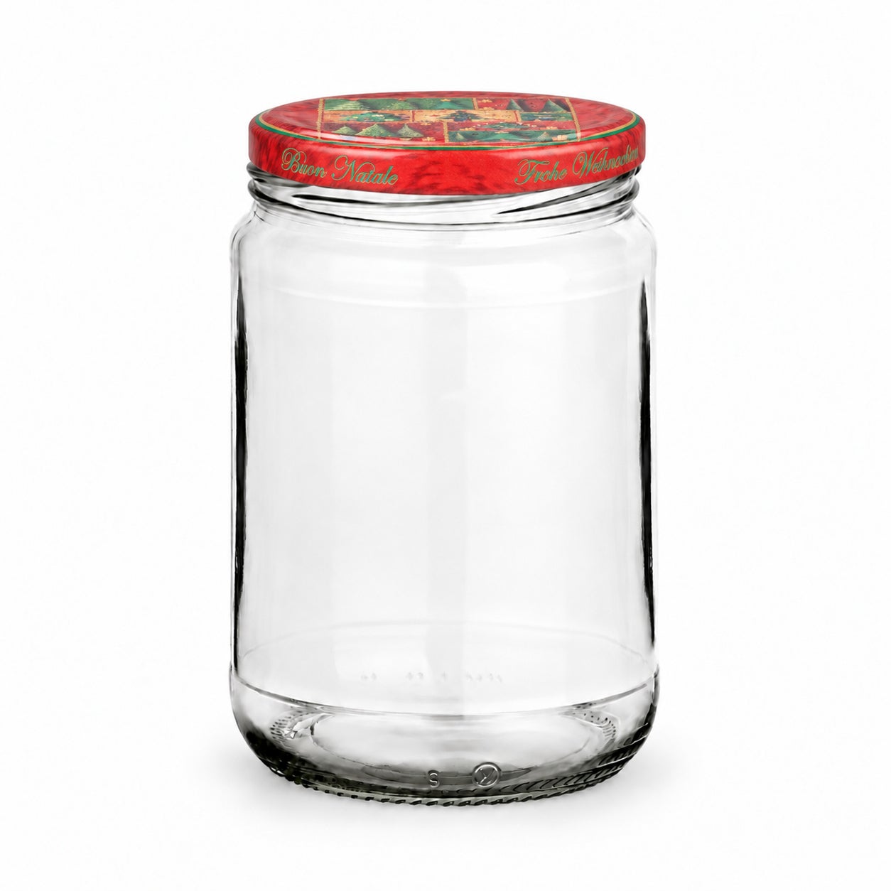 Leeres 580-ml-Glas mit Tanne rot-grün