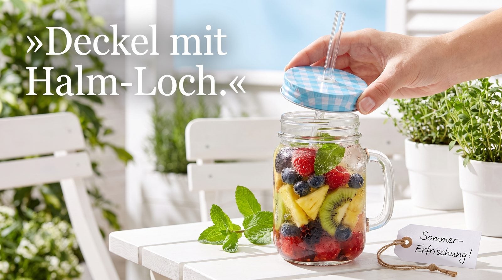 Trinkhalmdeckel – Deckel mit Halm-Loch.