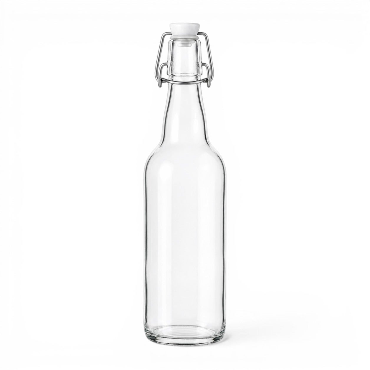 glasflasche, leere flasche, schwenkverschluss, klar glas, flasche