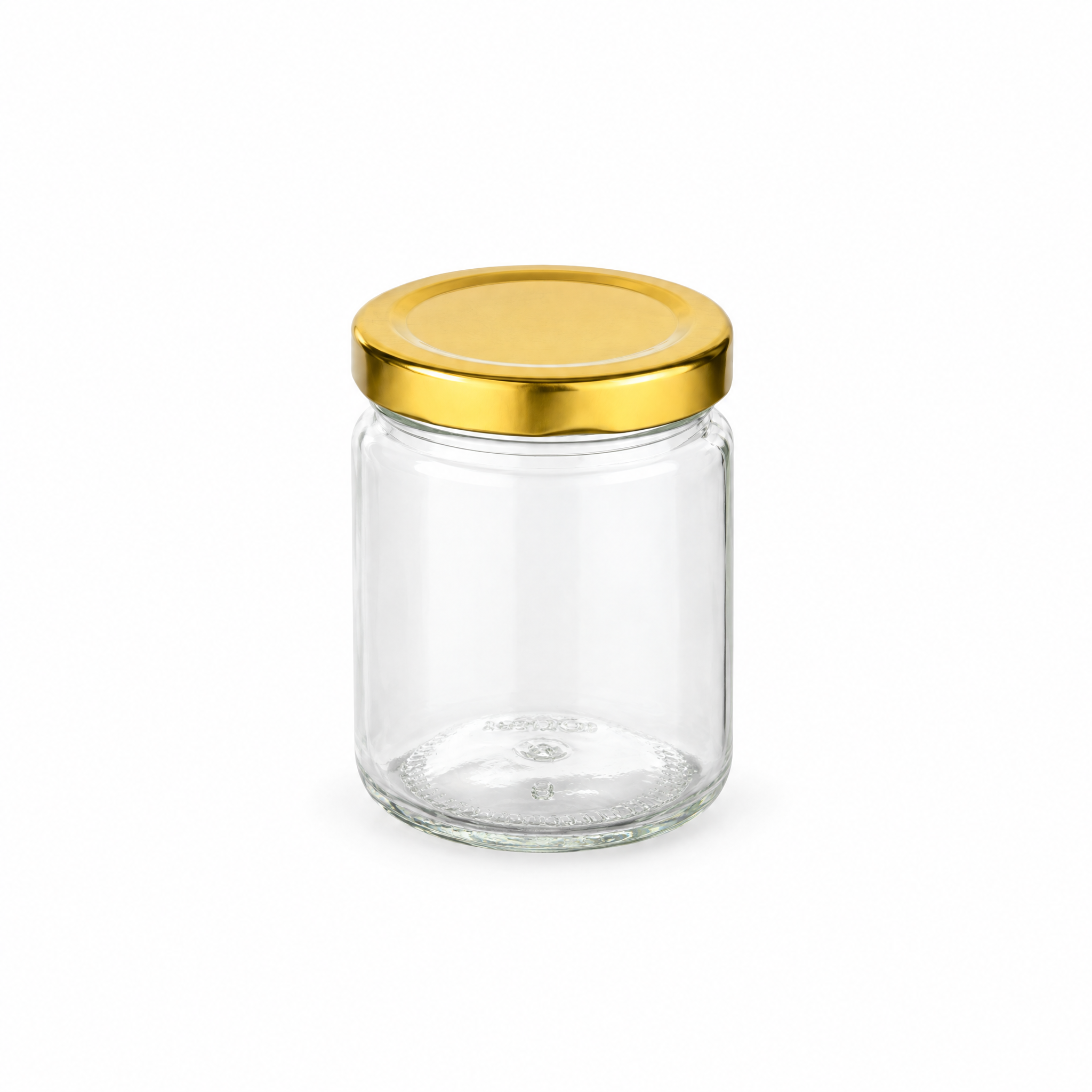 GLA1017 – Produkt- und Verschlussansicht, Vorratsglas, Klarsichtglas, Goldener Schraubdeckel, Zylindrische Form