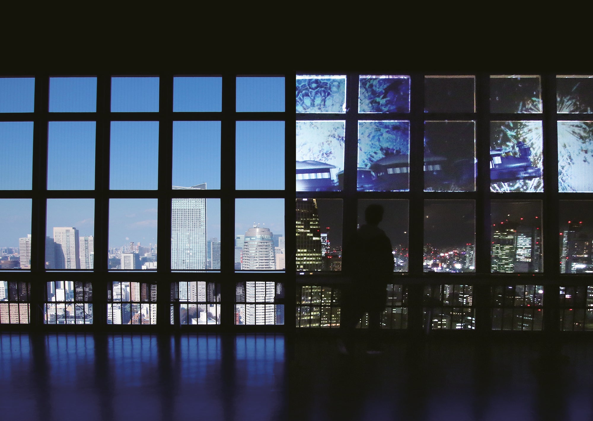 in Fenstern eingesetzte Projektionsfolie Inviscreen