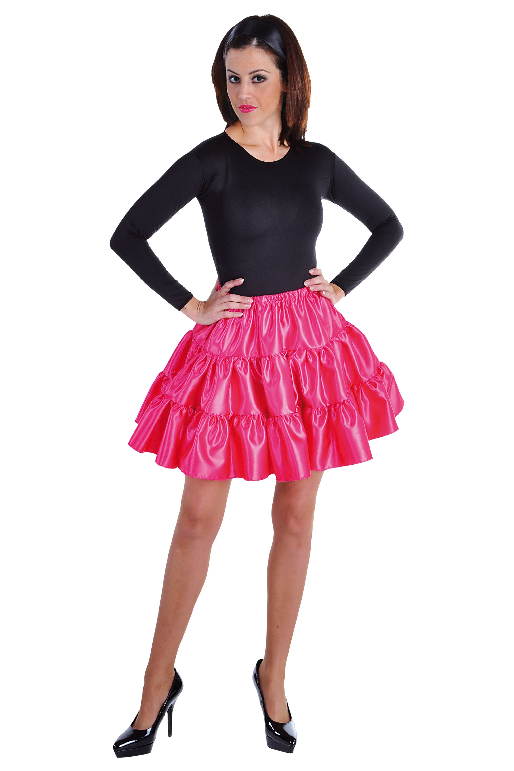 Kurze Rüschenrock Uni Damen Pink