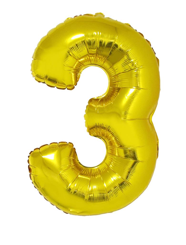 XXL Folienballon Zahl 3 Gold 102cm