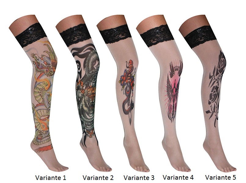 Overknee Fake Tattoo Drache