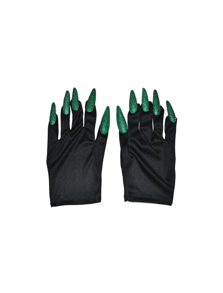 Schwarze Halloween Handschuhe mit Gr