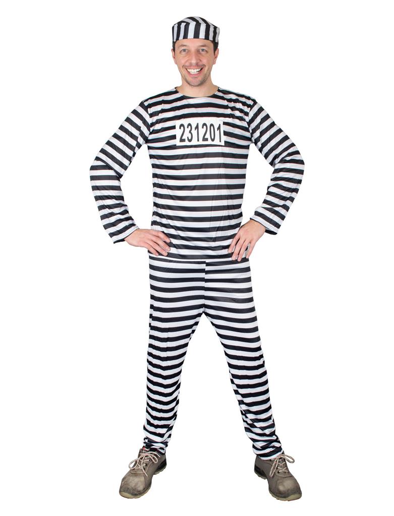 Kostüm Gefangene Herren Schwarz/Weiß