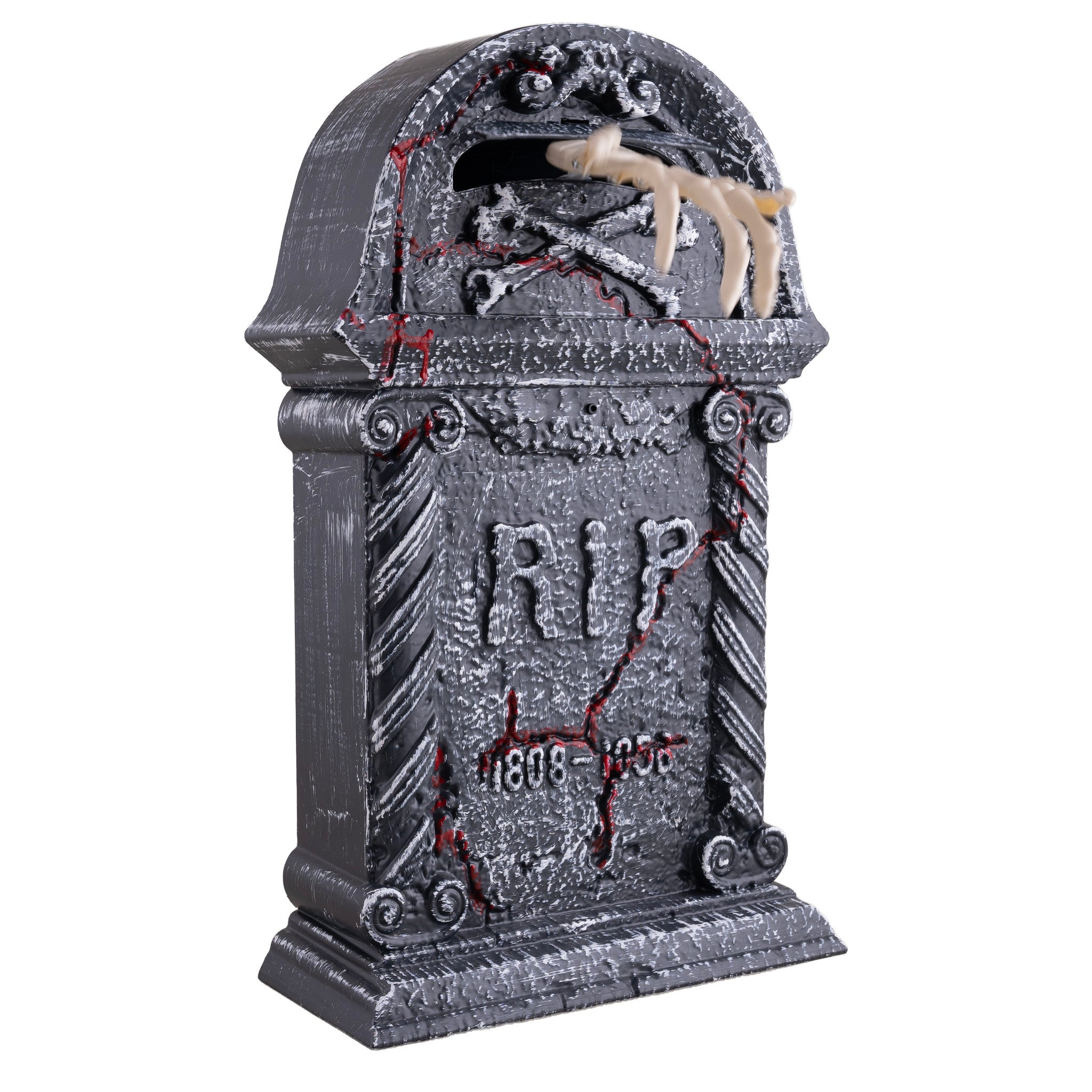 Grabstein greifender Skeletthand 44cm mit Funktion