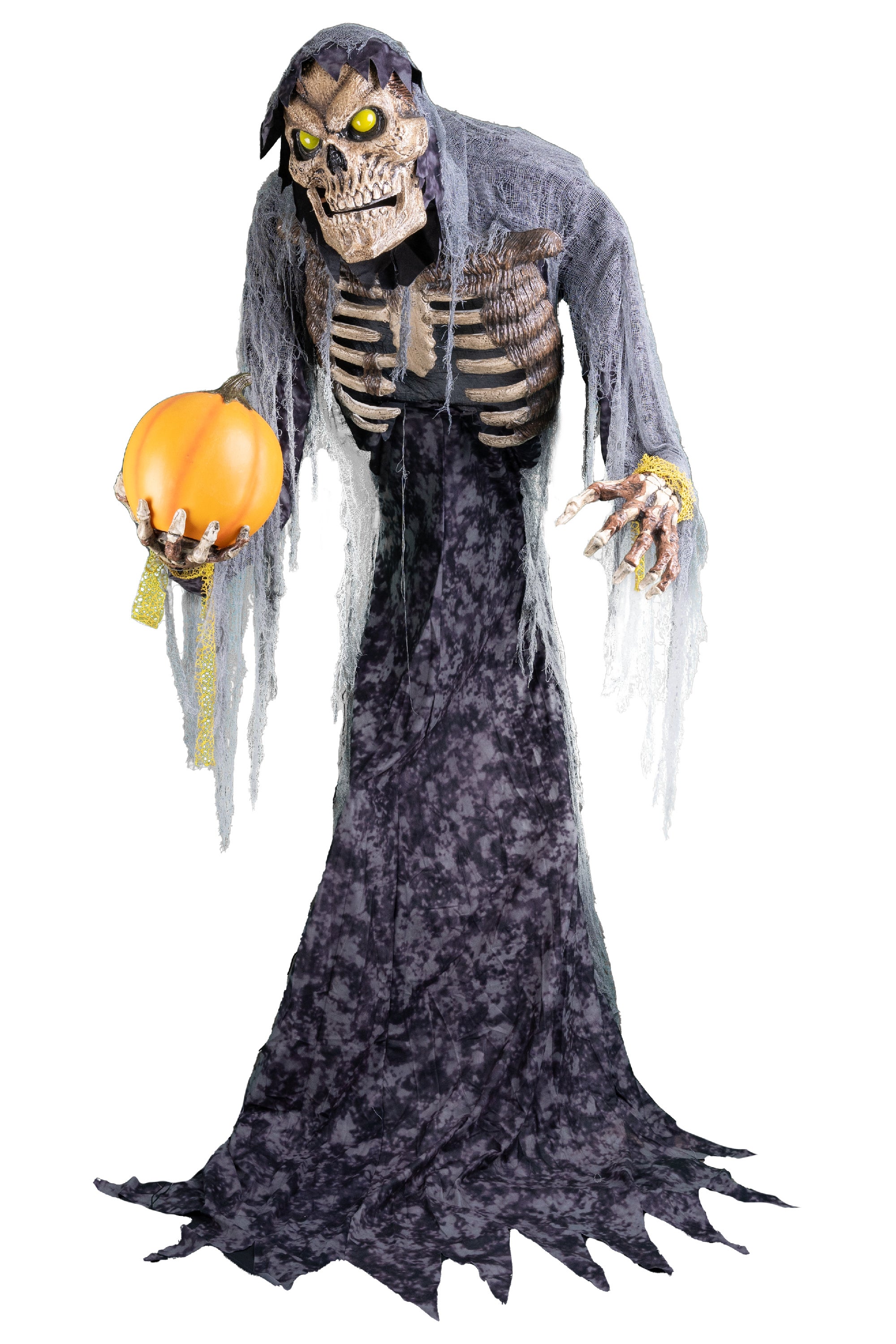 Animiertes Skelett-Reaper mit Kürbis 210cm