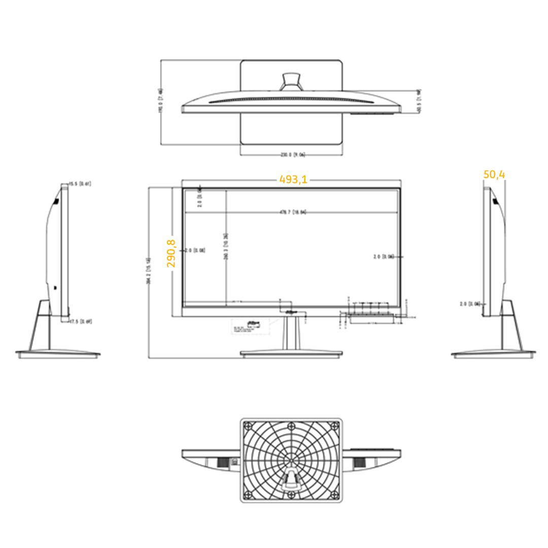 monitor, LCD, Flachbildschirm, Ständer, Abmessungen