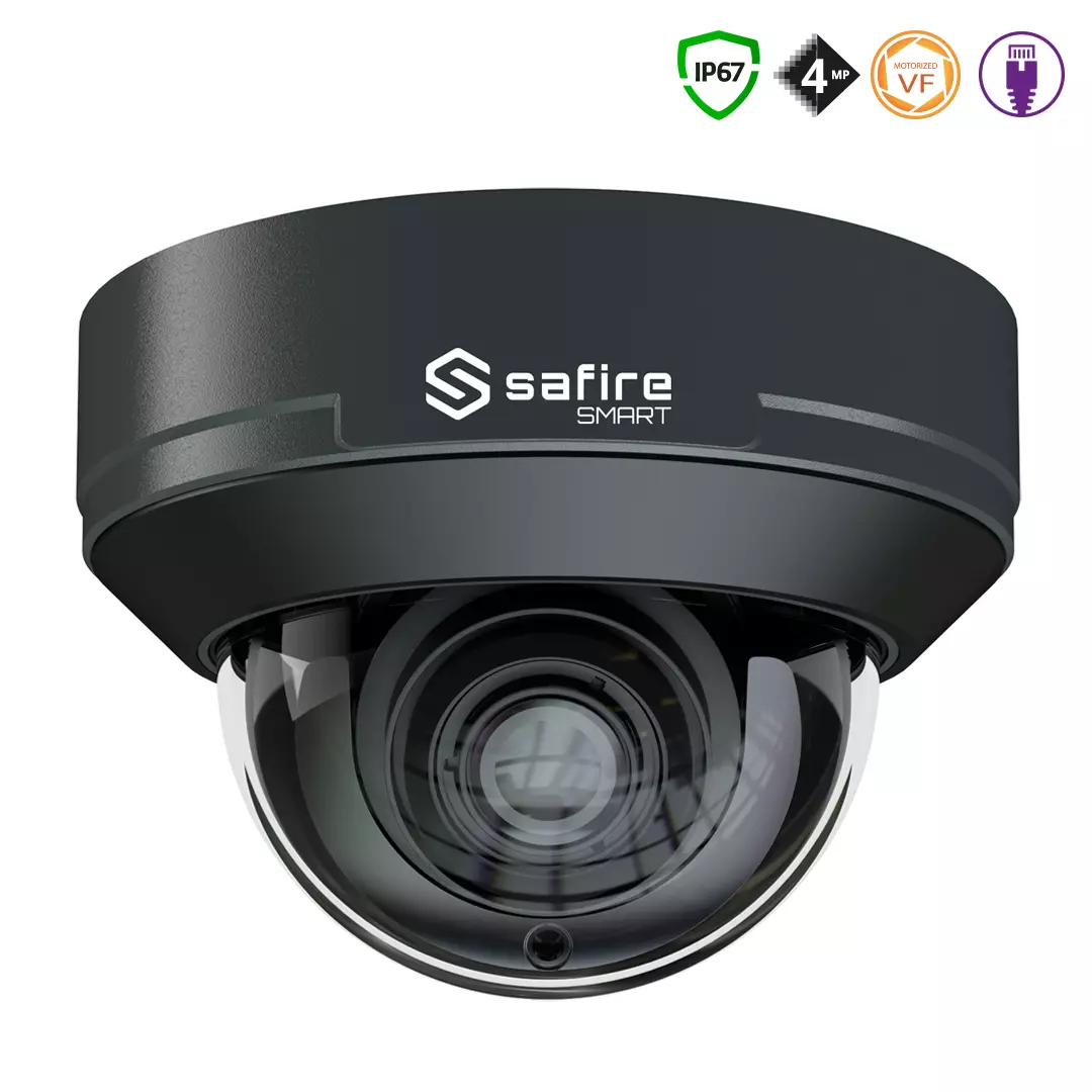 SAFIRE SMART 4MP Anti Vandal Dome-Kamera mit Motorzoom-Objektiv, grau, IP SAFIRE SMART 4MP Anti Vandal Dome-Kamera mit Motorzoom-Objektiv, grau, IP