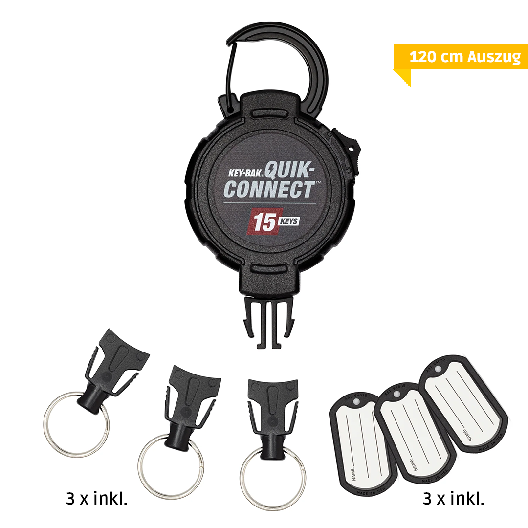 KEY-BAK Schlüsselrolle Quick Connect mit Karabiner & Seilstopp, 120cm