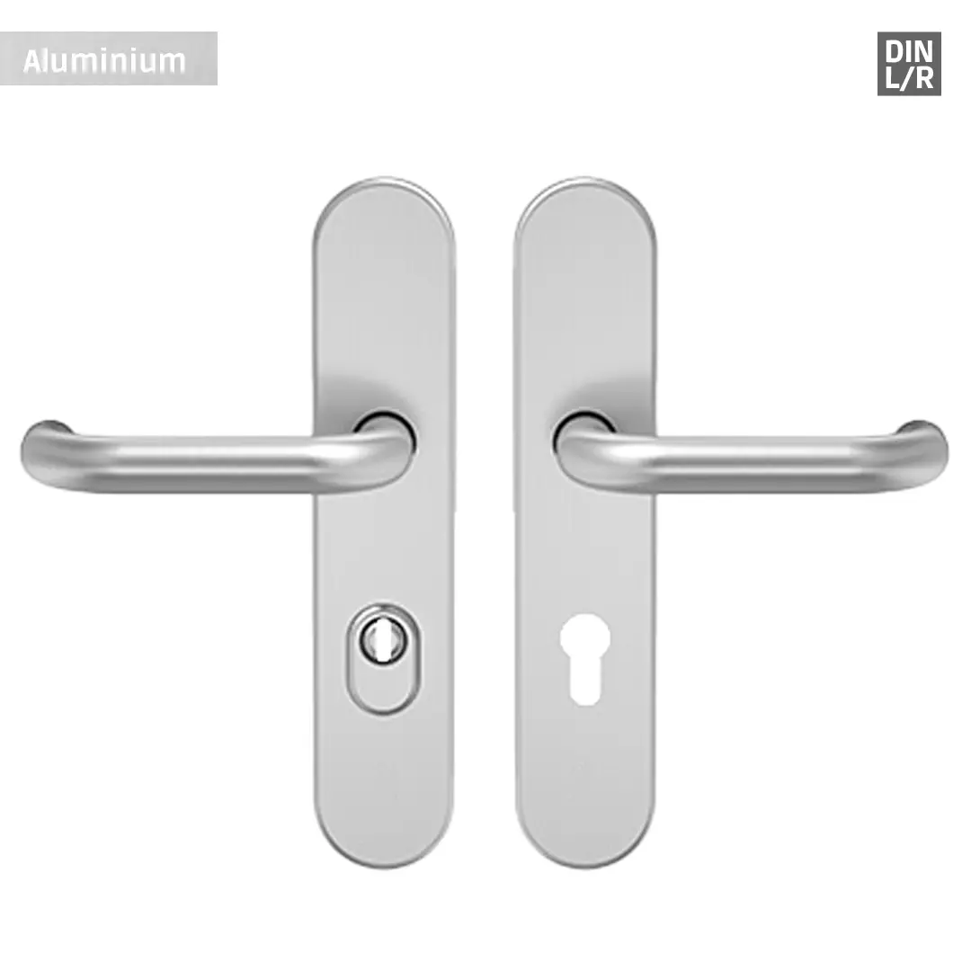 Kernziehschutz-Drückerbeschlag 10/92 F1 Alu Langschild Drückergarnitur mit Kernziehschutz