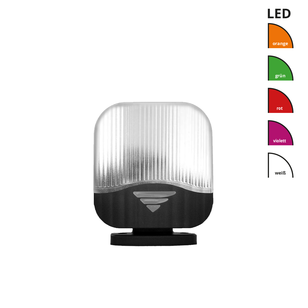 LED-Signallicht, Blinklicht, Außenleuchte, Schwarz-Weiß, Klemmfuß