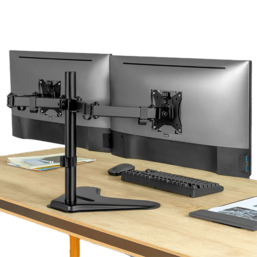 monitorarm, doppelmonitorhalter, verstellbar, deskmount, schwarz