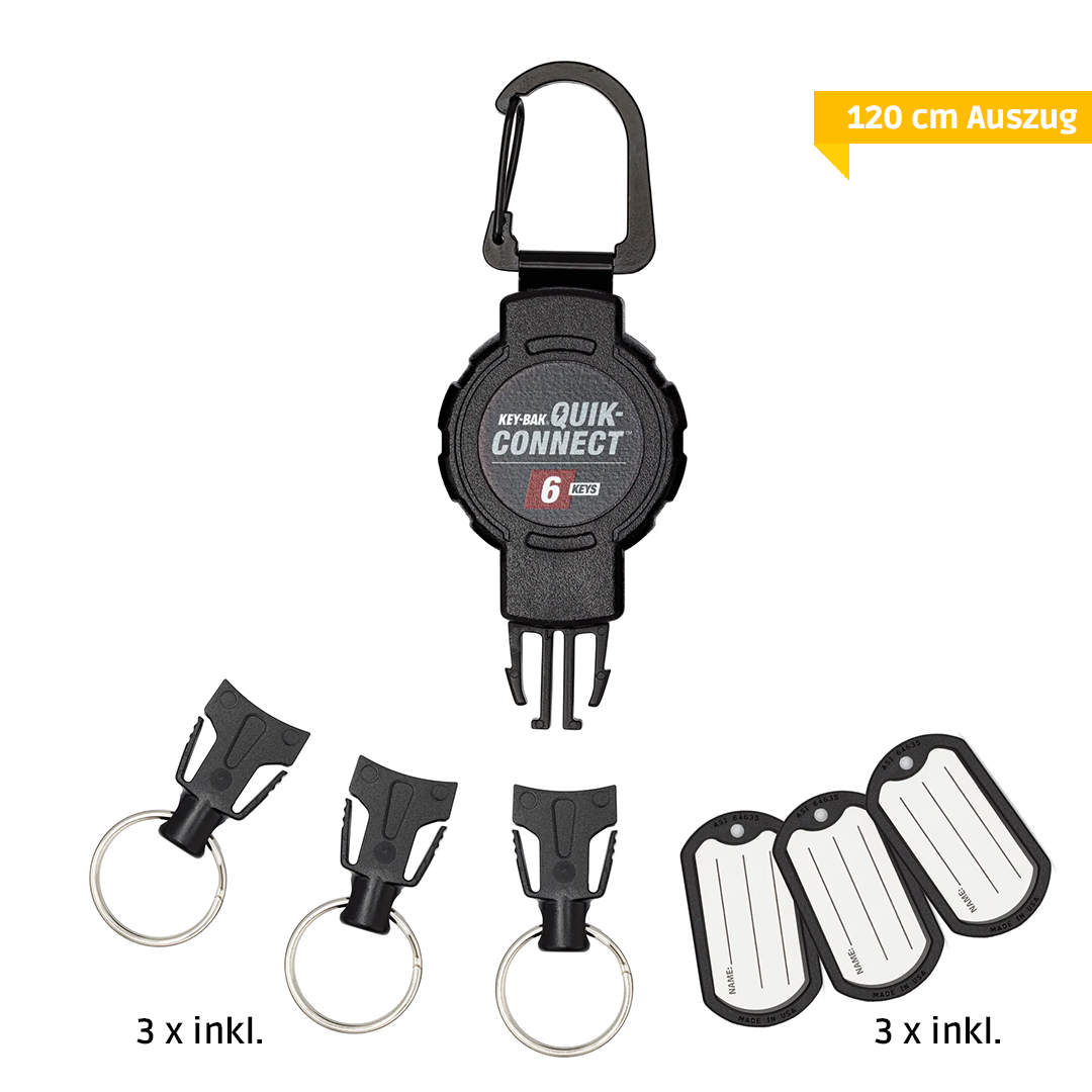 KEY-BAK Schlüsselrolle Quick Connect mit Karabiner & Seilstopp, 120cm