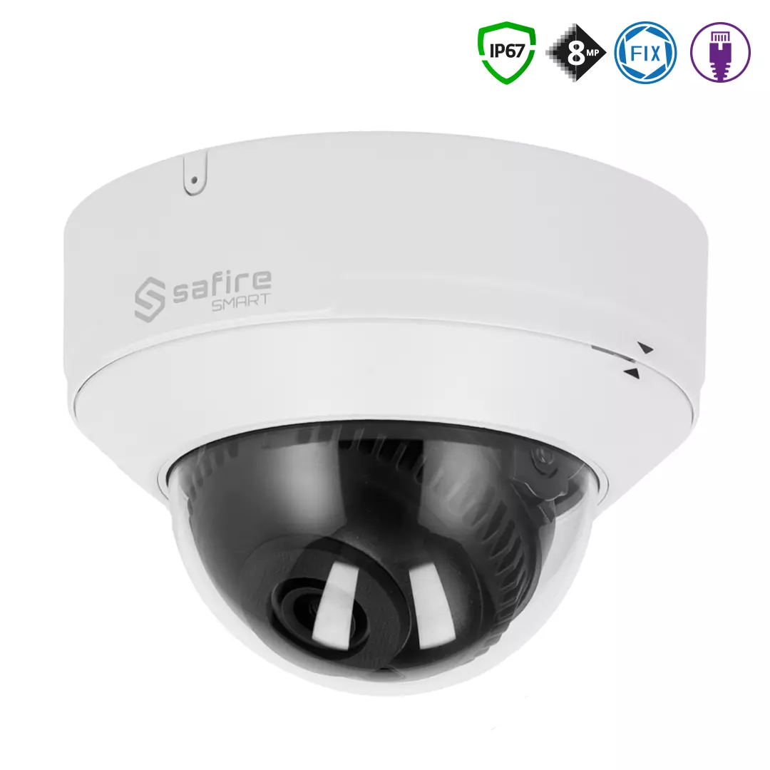 SAFIRE SMART 8MP Anti Vandal Dome-Kamera mit Fix-Objektiv, IP SAFIRE SMART 8MP Anti Vandal Dome-Kamera mit Fix-Objektiv, IP