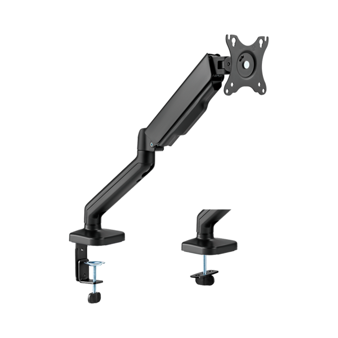 monitorarm, deskarm, articulating arm, gas-spring, mounting hardware