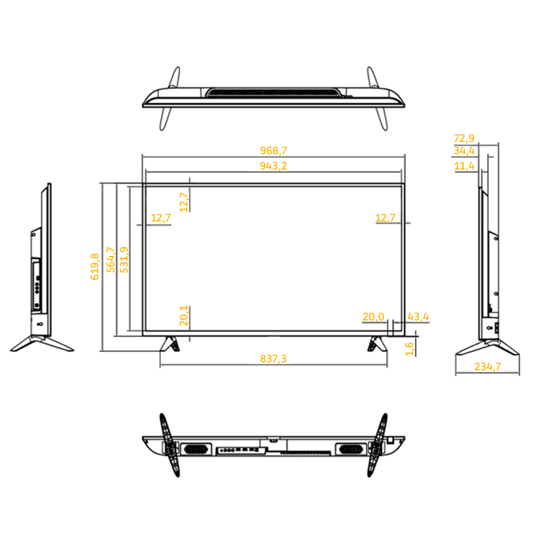 monitor, ultrawide, LED, dimensions, stand