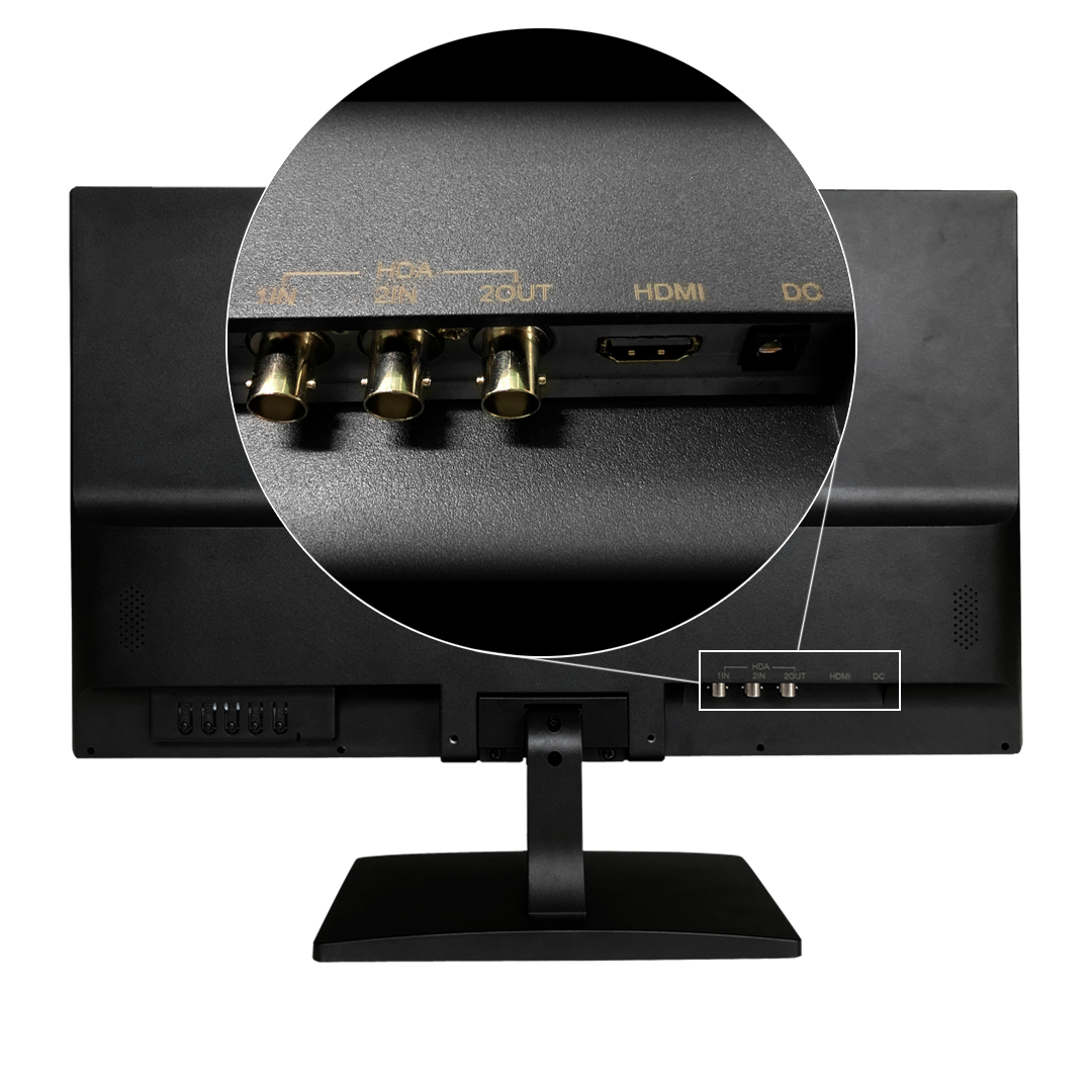 monitor, HDMI, DC, BNC, backports