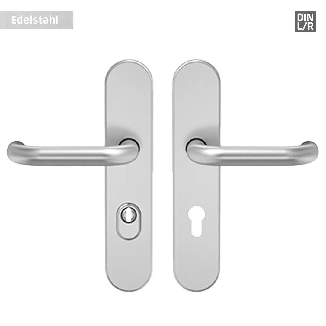 Kernziehschutz-Drückerbeschlag 10/92 V2A Edelstahl Langschild Drückergarnitur mit Kernziehschutz