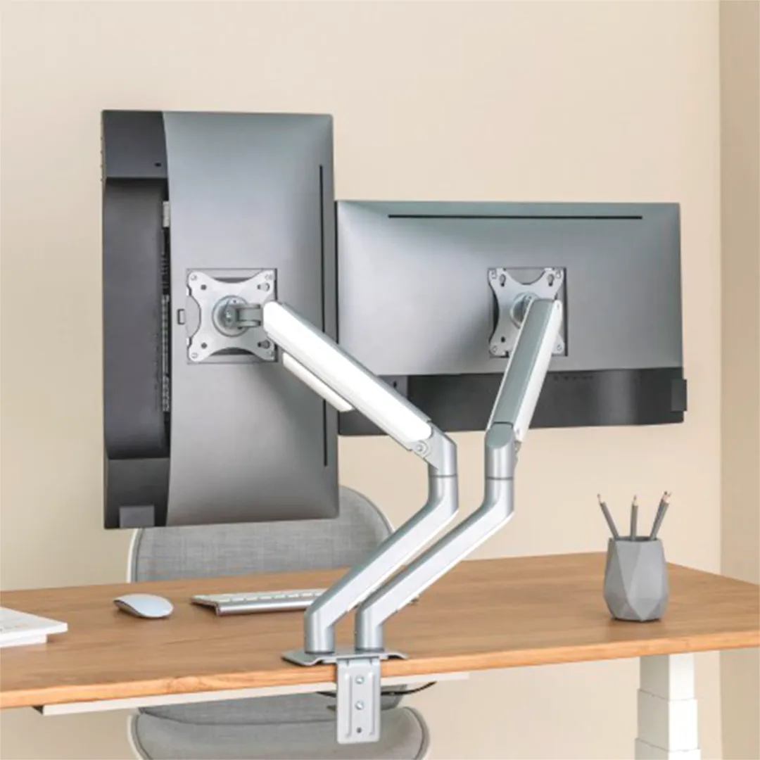Monitorarm, ergonomisch, Dual-Monitor, Schreibtisch-Setup, verstellbar