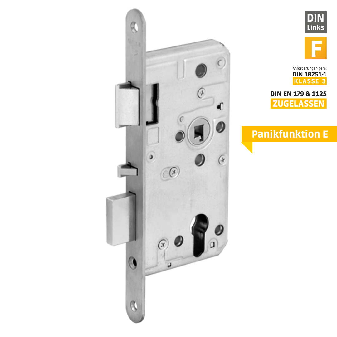WILKA selbstverriegelndes FH-Anti-Panik-Einsteckschloss 5495, Panik E, F24x235/65/72/9, Links
