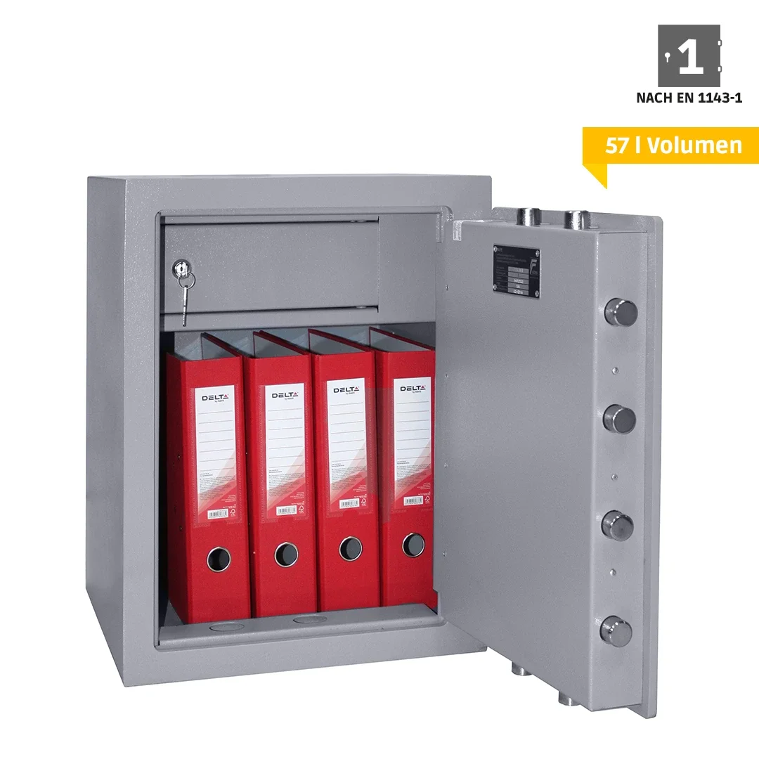 grauer Wertschutztresor TA E 13 mit Elektronikschloss