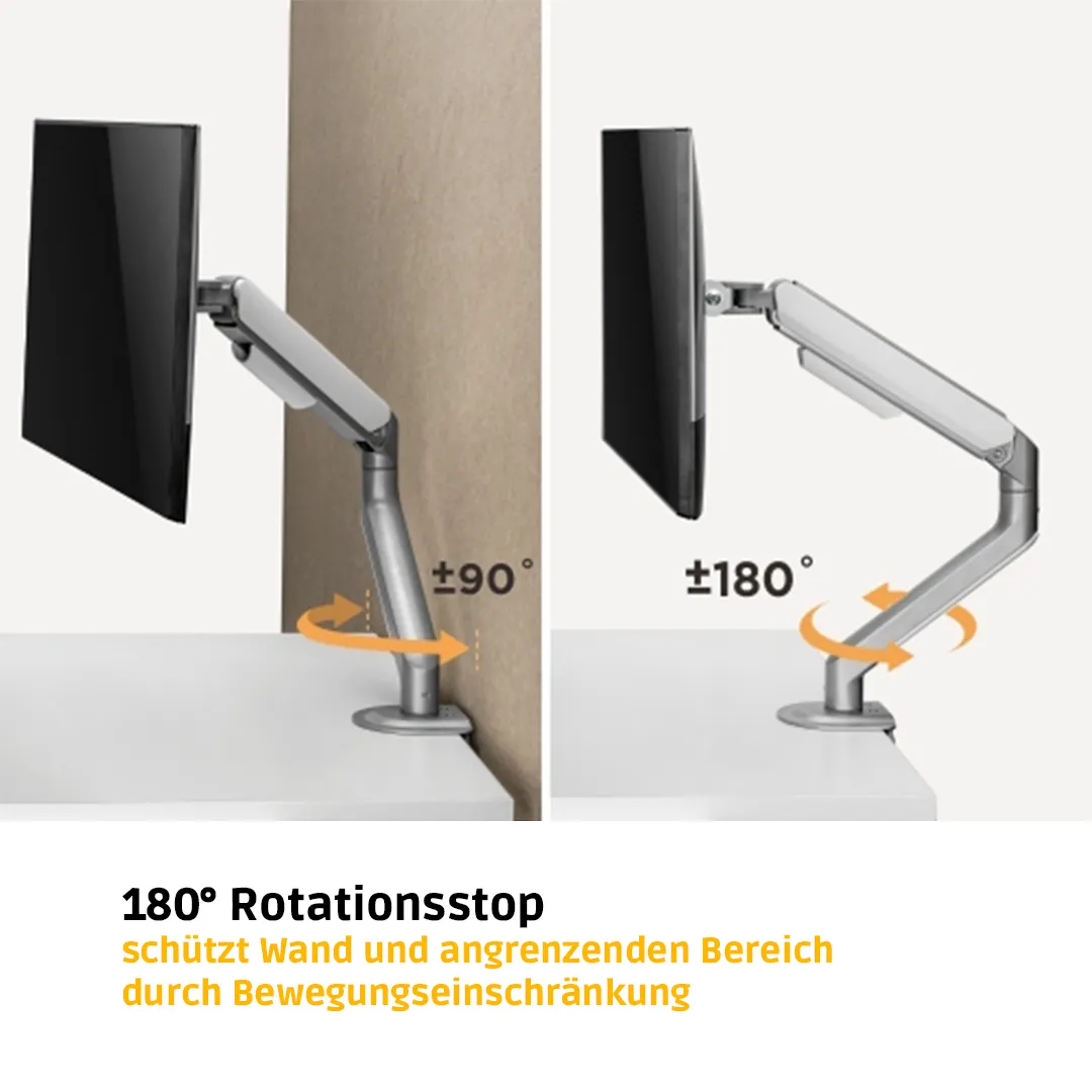 monitor arm,  desk mount,  180° rotation,  tilt,  adjustable