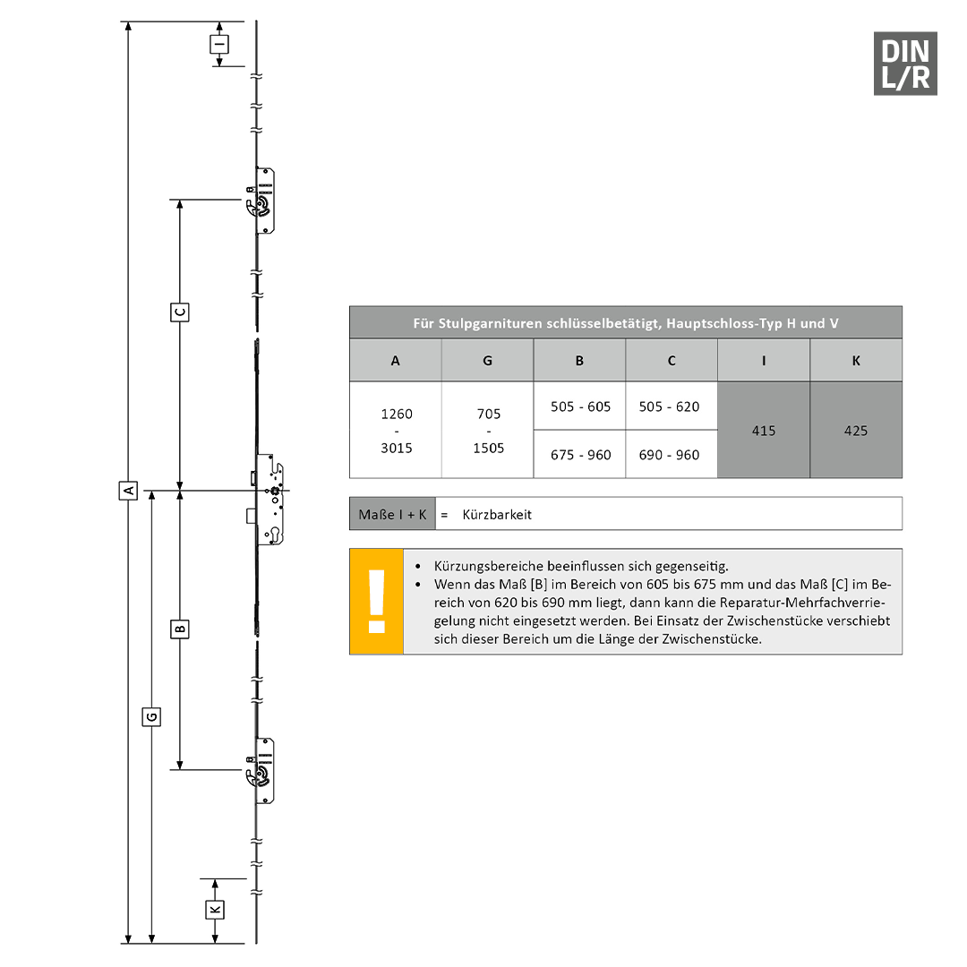 Mechanism diagram, Lock-assembly, Door lock, Dimensional drawing, DIN L/R