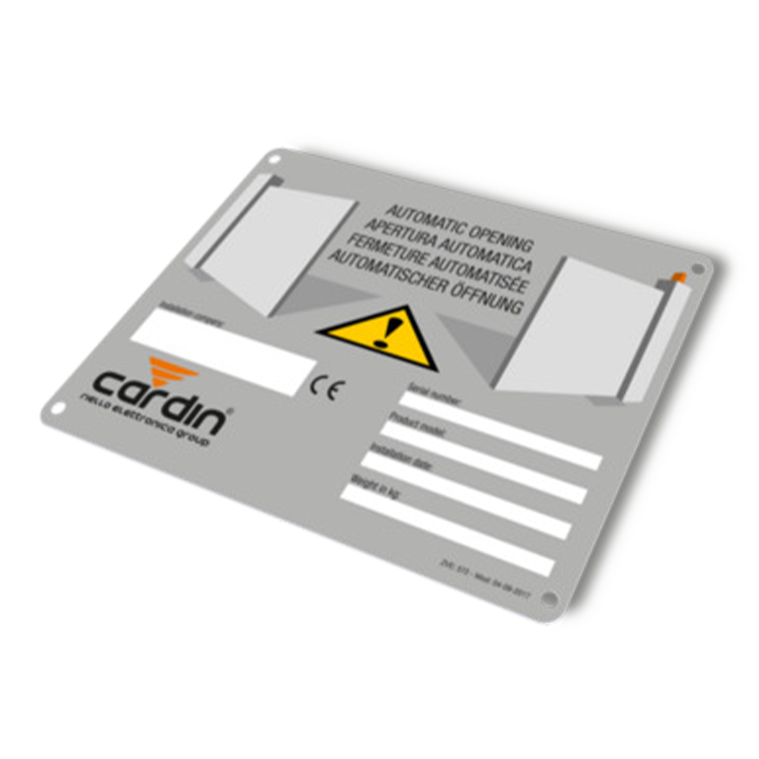 automatisches Öffnen, Lid_ABS, Cardin, Elektronikbauteil, Warnschild