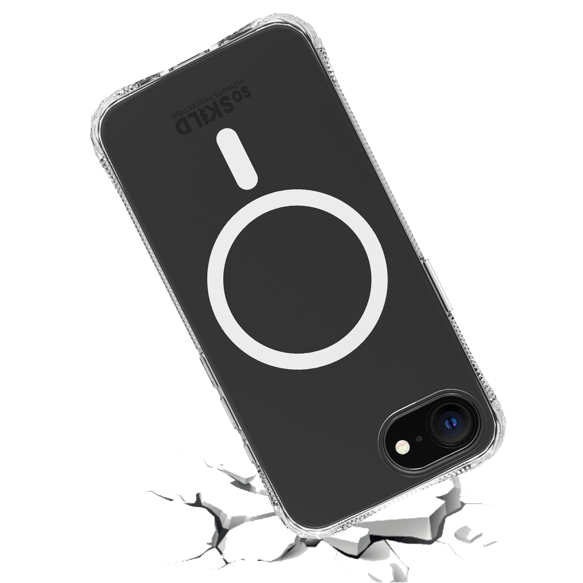 SoSkild iPhone 16e Absorb impact case met magnetische ring transparant