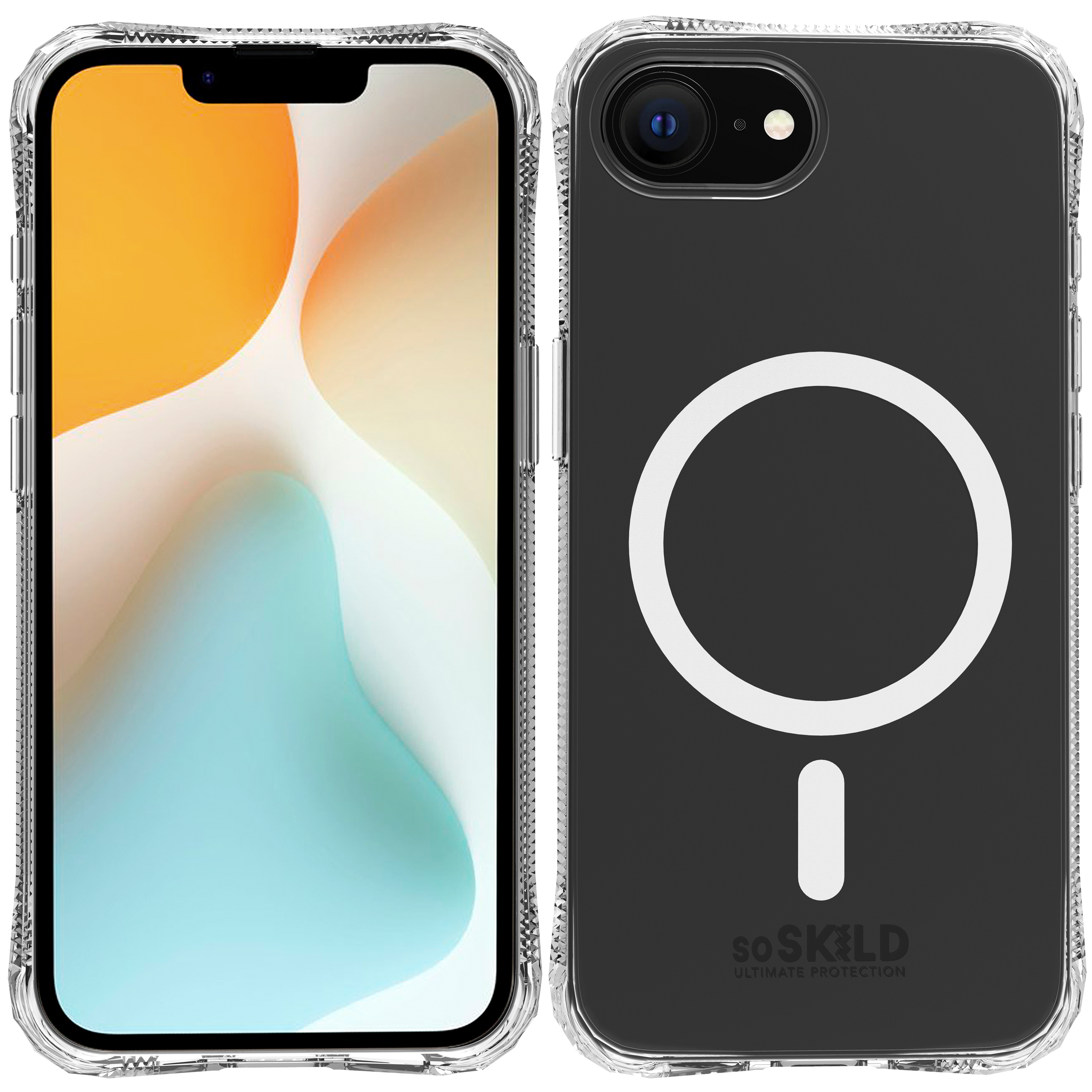 SoSkild iPhone 16e Absorb impact case met magnetische ring transparant