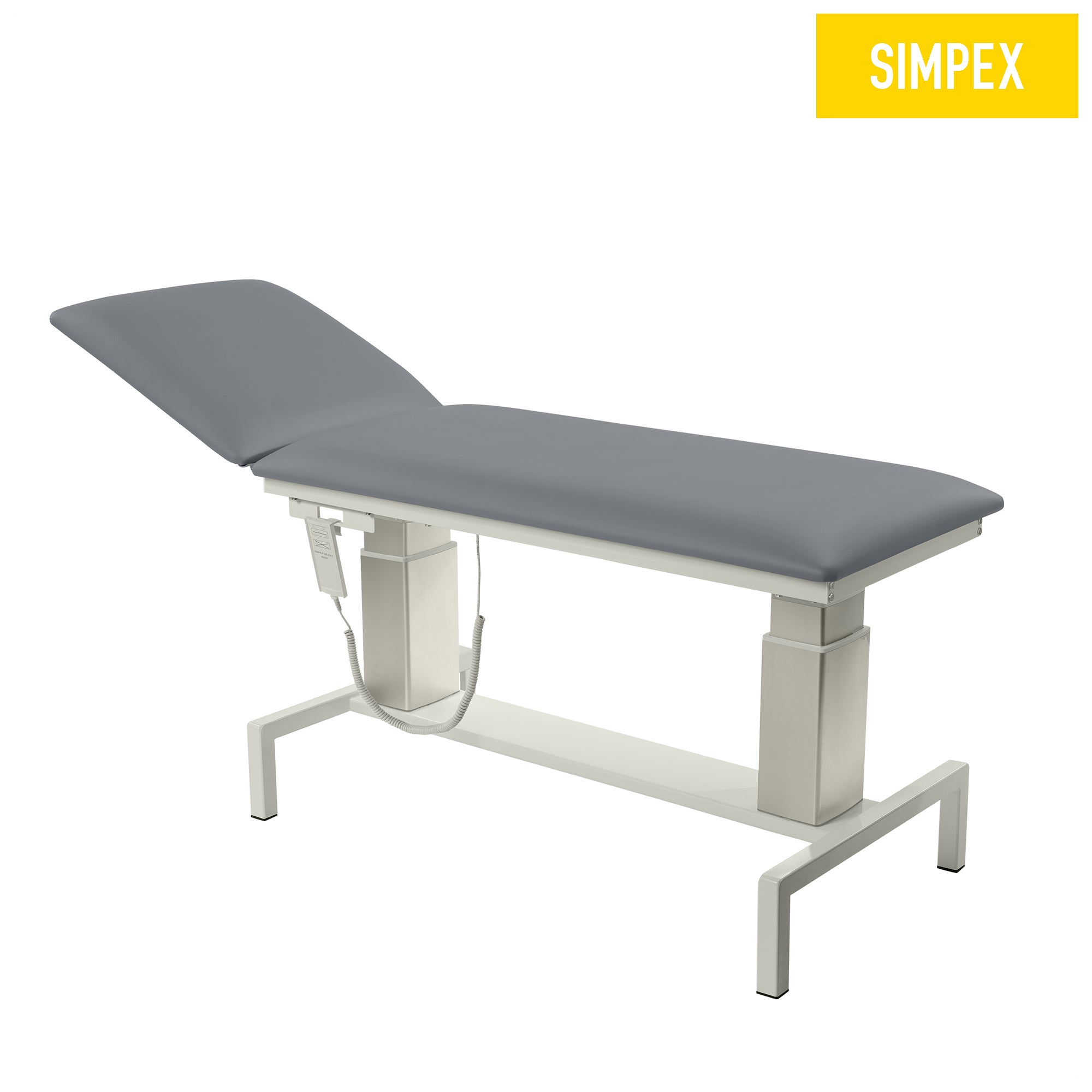 VITA-PORT Siesta elektrische Liege mit hoher Kufen in Grau, ideal für Praxen und Kliniken.