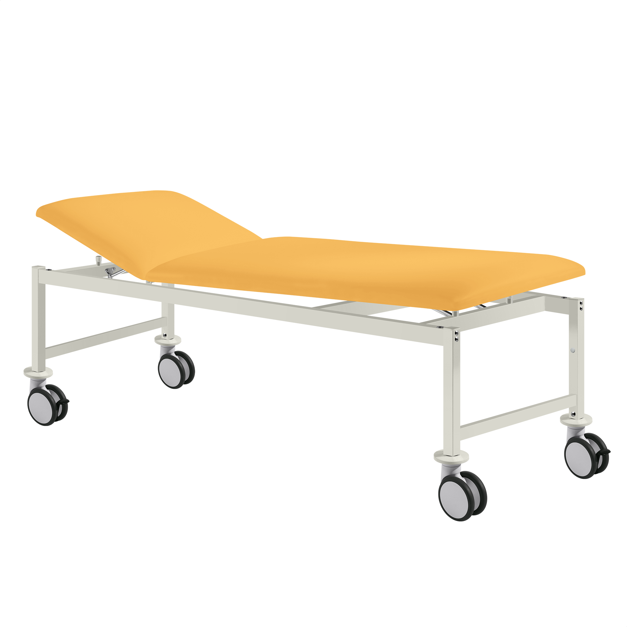 VS-SIESTA Mobil Behandlungsliege mit Mobilgestell in gelb und Komfortpolsterung für Praxen und Sanitätsräume.