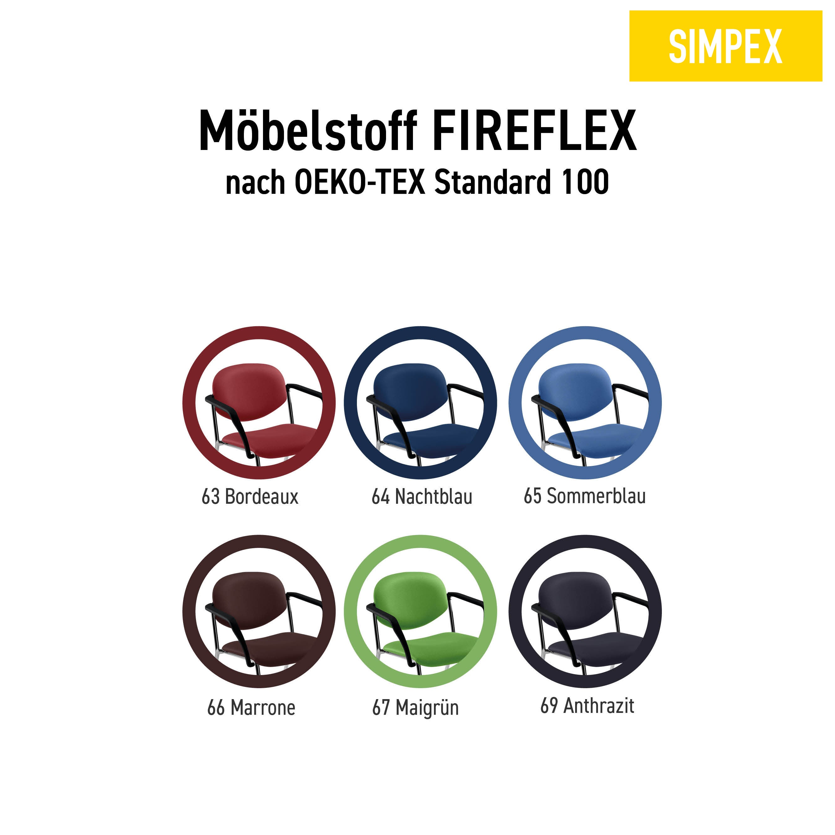 Jetzt den ALEXA Stuhl mit Stoffbezug entdecken – hochwertig, komfortabel & farblich individualisierbar. Jetzt bei SIMPEX kaufen!